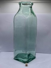 Old extra tall square glass jar, vase. 26.5cms (H)