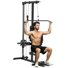 SPORTNOW Pull Up Station Power Cage with Adjustable Seat, Home Gym - Black
