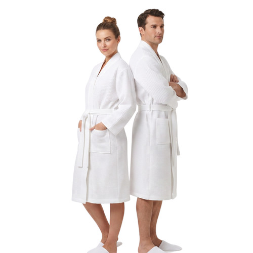 Unisex waffle bathrobe white - unisex,