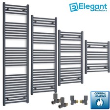 600 mm Wide Anthracite Heated Towel Rail Radiator Designer Bathroom Central Heat