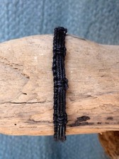 Fair Trade Black Wax Cotton Thai Buddhist Wristband Handmade Wristwear