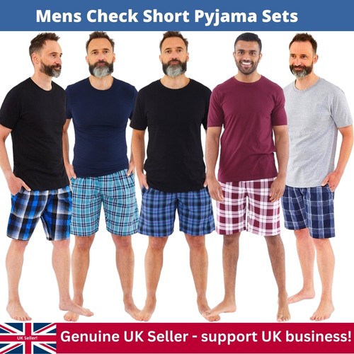 Mens check pyjama shorts - pyjama, or