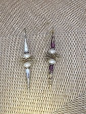 Beaded White Purple Pearl W/