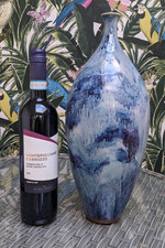 Chinese Vase Flambé Purple & Blue Art Pottery Pinched Chinese Drip Glaze 