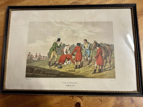 Antique framed picture fox - antique,