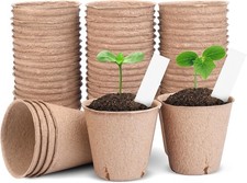 Peat Pots for Seedlings 3.15 Inch, Biodegradable Round Seed Starter Pots with 10