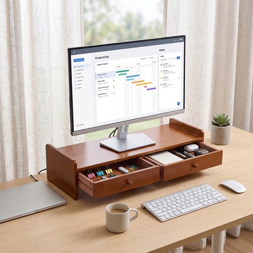 Wooden monitor stand with - wooden,