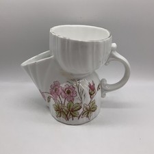 Vintage Floral Pattern White Ceramic Shaving Scuttle Cup Mug