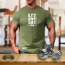 Lift Heavy Sht T Shirt Gym Clothing Dumbbells Bodybuilding Training Exercise Top
