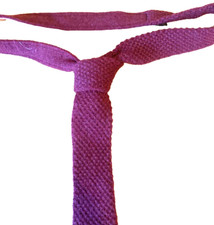 Necktie Knitted Burgundy Wool 2" Wide 59" Long James Bond Style