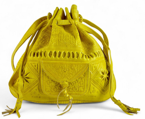 Leather shoulder drawstring - leather,