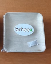 25 x BRHEEZ Palm Leaf Plates 8” Square Bamboo Style Heavy Duty 