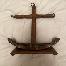 Vintage Preloved 1930/40’s HMS Victory Anchor Wooden Handcarved Oak Pipe Rack