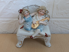 Antique German Porcelain Figurine Sisters Bisque 1880-1899 Good Condition 