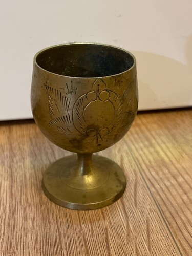 Brass small etched goblet - brass,