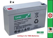 2 x LUCAS -6V 12Ah NEW Batteries PEG PEREGO, FEBER, INDUSA - ELECTRIC TOY CARS