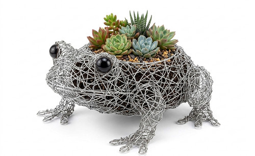 Whitewash frog planter - frog, with