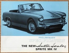 AUSTIN HEALEY SPRITE Mk IV Car Sales Preliminary Spec Brochure c1967 #2389