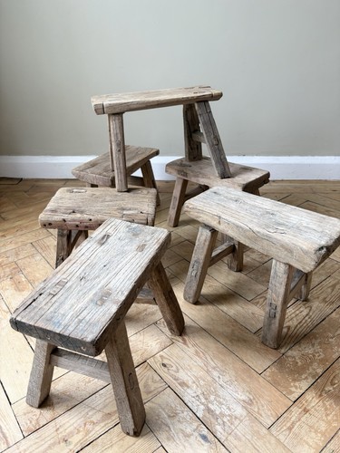 Rustic elm stools - rustic,