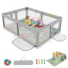 Costway Grey Baby Playpen with