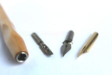 3 x Nibs + Wood Dip Pen Holder
