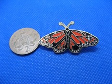 Lovely Red & Black Enamel Gold Tone Butterfly Brooch. New.