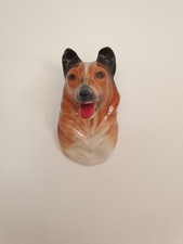 Border Collie Dog Face Wall plaque Retro - Made In West  Germany. Small Pottery.