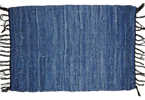 Leather rag rug blue - rag, shared