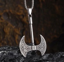 Viking Double Axe Necklace Talisman Token Pendant Mens Celtic Gaelic Fashion