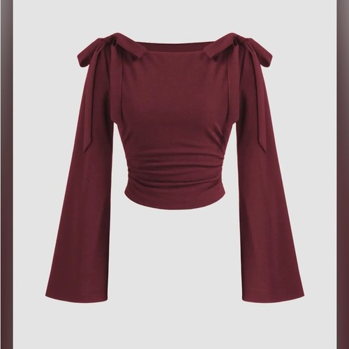 Cider boat neck bowknot ruched - neck,