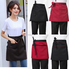 Short Waiter Waitress Barista Chefs Waist Pocket Apron for Bar Cafe Pub Club UK