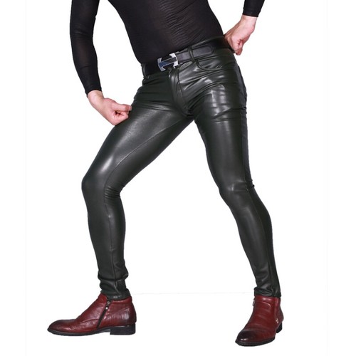 Men faux leather - leather, pants
