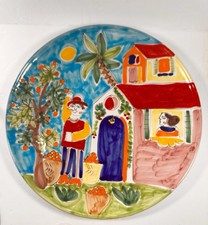 Vtg La Musa Italy Platter 17” Tray Art MCM Italian Sicilian L Hand Painted READ