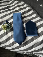 Gents Navy Tie, Pocket Handkerchief And Buttonhole Never Used 