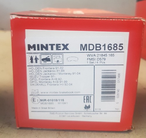 Mintex front brake - front, pads