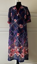 Genuine Vintage Size 16 Blue Floral Kaftan/Beach Dress