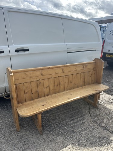 Large antique pine church pew - pine,