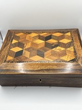 Rare 19th Century Tunbridge Ware Box with Perspective Cubes