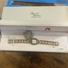 Boxed Marcel Drucker Signature Ladies Quartz Marcasite Watch Needs Battery