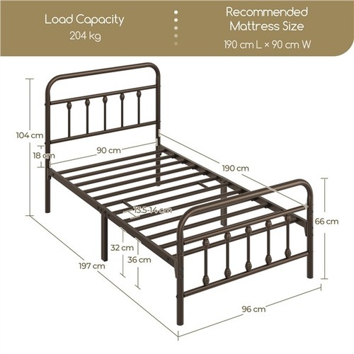 3ft single metal bed frame - 3ft,