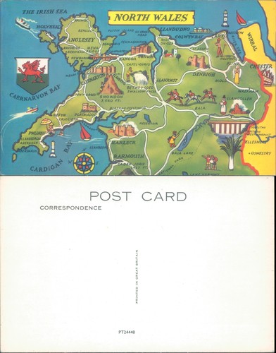 Map north wales - map, of