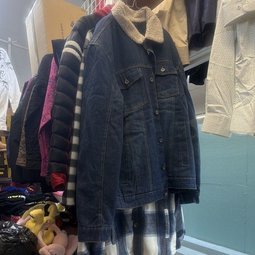 Men blue denim jacket faux - blue,