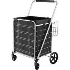 White Folding Shopping Cart with Waterproof Liner