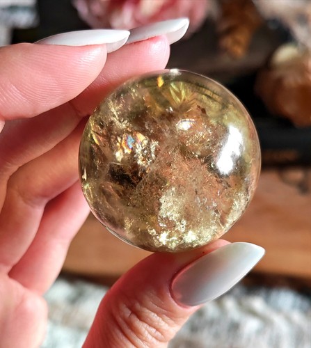 Rainbow citrine sphere crystal - citrine,