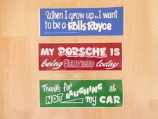 SET Of 3  80's Fun Retro Humorous Bumper Car Stickers PORSCHE ROLLS ROYCE  LAUGH