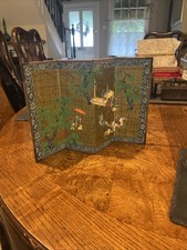 Vintage Miniature Doll House Folding Oriental Asian Screen Shoji Screen