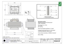 OEP - R35A13F GUITAR Amplifier Output transformer: 15W PUSH-PULL (EL84 eg FEN...