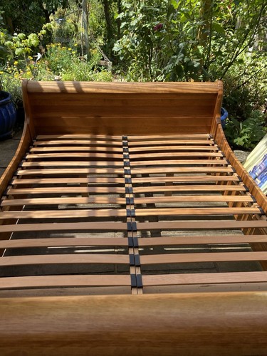Oak sleigh bed king size - bed.,