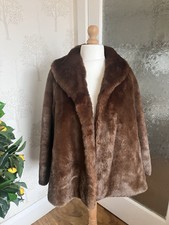 Edina Ronay Chestnut Brown Faux Fur Swing Style Coat Size 16 Fab Condition