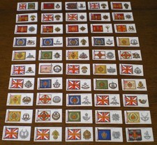 Set Players Regimental Standards & Cap Badges 1930 cigarette cards VG condition
